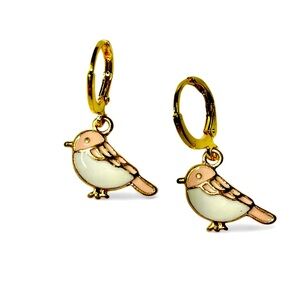 Earrings Birds Cute Huggies Gold Pink White Dainty Trendy Drop Dangle Y2K